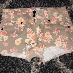 Floral High Waisted Jean Shorts